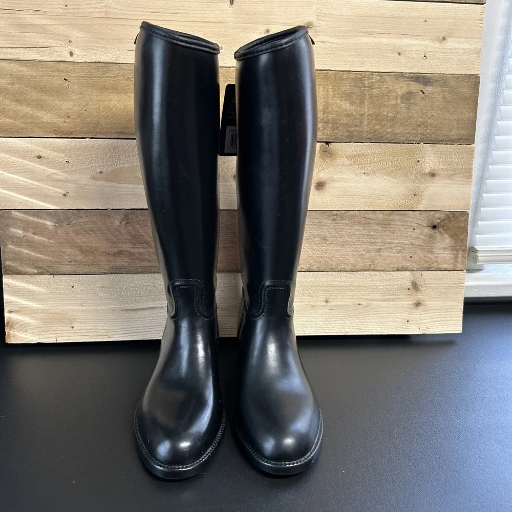 Dublin Women's  Size 4 (34) Tall Black Rubber Boots Equestrian Riding 1 In Heel